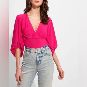 Express hot pink balloon sleeve bodysuit